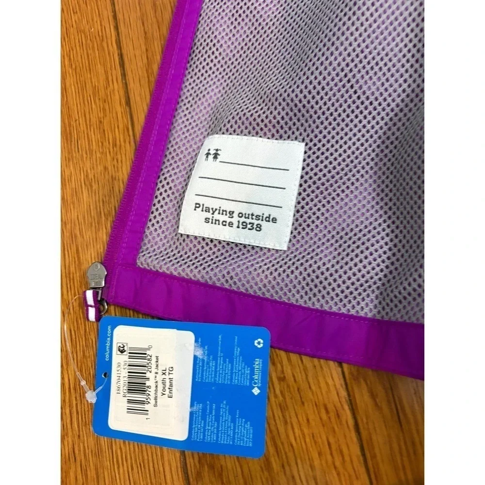 New Columbia Switchback III Youth XL Waterproof Rain Jacket Hooded Fuchsia $50